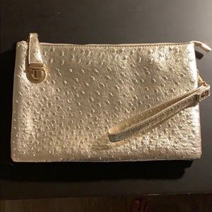 Luxurious light gold leather purse, 2 big pockets
